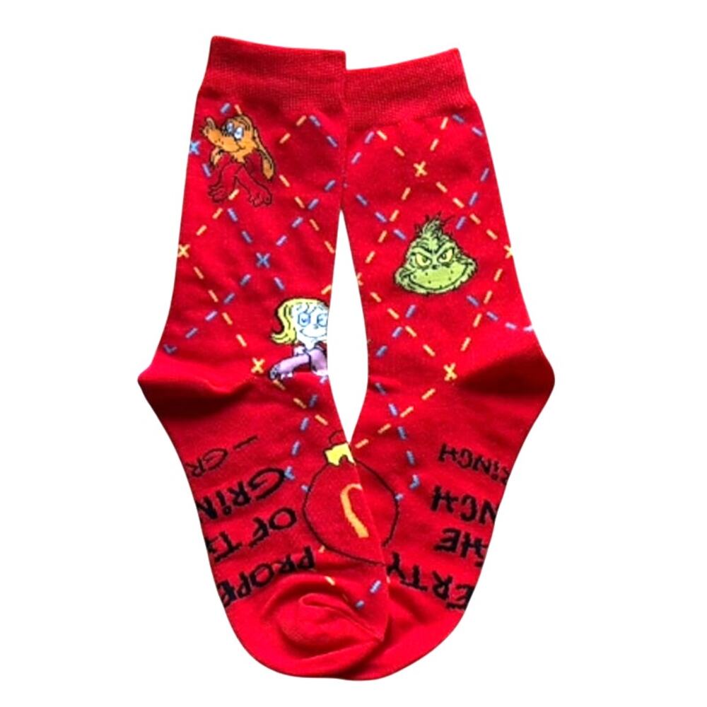 2025 McDONALD'S Grinch Socks Red Adult Happy Meal Toy Prize Collectible New